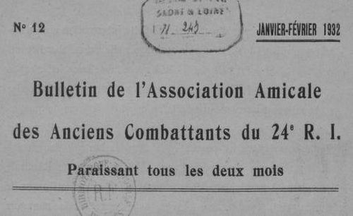 Accéder à la page "Bulletin de l'Association amicale des anciens combattants du 24e R. I."