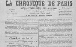 Accéder à la page "Chronique de Paris (La) : actualités politiques et parisiennes"