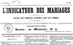 Accéder à la page "Indicateur des mariages (L') : relevé des mariages affichés dans les mairies"