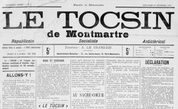 Accéder à la page "Tocsin de Montmartre : républicain, socialiste, anti-clérical"