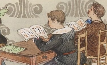 L. de Rosny enseignant. aquarelle de Goseida.  L. de Rosny, Anthologie japonaise, 1871. SMITH LESOUEF R-10477 p. VI