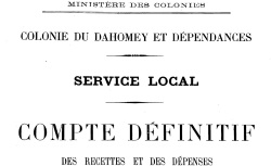 Accéder à la page "Dahomey, comptes et budgets"