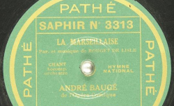 Disque NC Pathé saphir 3313 - André Gaston Baugé (1893-1966) est un acteur et chanteur français. Blessé pendant les combats, il reprend sa carrière et devient baryton de l'Opéra Comique en 1917 - BnF/gallica.bnf.fr