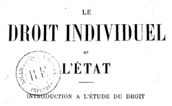 Accéder à la page "Beudant, Charles. Le droit individuel et l'État  : introduction à l'étude du droit"