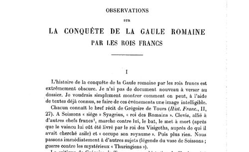 Accéder à la page "Marc Bloch, Observations sur la conquête de la Gaule romaine par les rois francs"