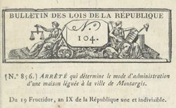 Accéder à la page "Bulletin des lois de la République française"