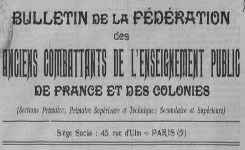 Accéder à la page "Bulletin de la Fédération des anciens combattants de l'enseignement public de France et des colonies"