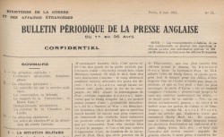 Accéder à la page "Bulletin périodique de la presse anglaise"