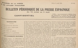 Accéder à la page "Bulletin périodique de la presse espagnole"