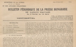 Accéder à la page "Bulletin périodique de la presse hongroise"