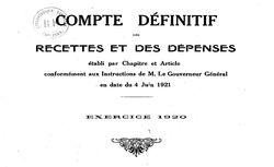 Accéder à la page "Compte définitif des recettes et dépenses de la Haute-Volta"