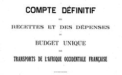 Accéder à la page "Budget annexe des transports de l'Afrique occidentale française"