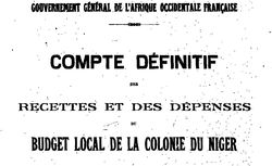 Accéder à la page "Compte définitif des recettes et des dépenses du Niger"