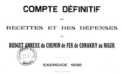 Accéder à la page "Budget annexe de l'exploitation du chemin de fer de Conakry au Niger"