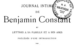 Accéder à la page "Constant, Benjamin, Journal intime"