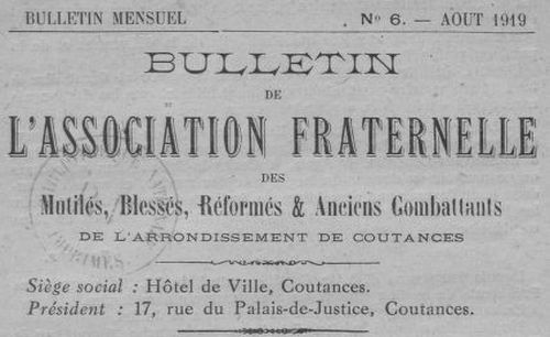 Accéder à la page "Bulletin de l'Association fraternelle des mutilés, blessés, réformés & anciens combattants de l'arrondissement de Coutances"