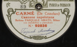 Carmé. Canzone napoletana / De Cristofaro, comp. ; Pasquale Amato, baryton ; acc. mandoline et piano - source : gallica.bnf.fr / BnF