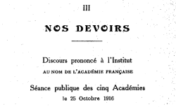 Accéder à la page "Nos devoirs (texte du discours prononcé à l'Institut de France)"