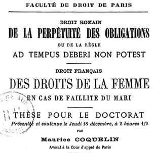 Accéder à la page "Coquelin, Maurice. Droit romain : de la Perpétuité des obligations, ou de la règle 