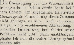 EINSTEIN, Albert (1879-1955) Einheitliche Feldtheorie von Gravitation und Elektrizität