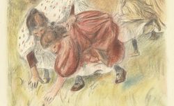 Enfants jouant à la balle : estampe, Renoir, 1900