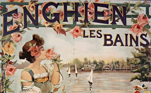 Enghien Les Bains, Théatre, Casino municipal, établissement thermal moderne. Chemin de Fer du Nord - 12 minutes de Paris : affiche / Raymond Tournon V Guillet lith.