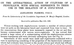 FLEMING, Alexander (1881-1955) On the antibacterial action of cultures of penicillium