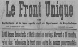 Accéder à la page "Front unique des combattants et de leurs ayants droit du département du Puy-de-Dôme (Le)"