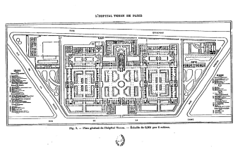 L'Hôpital Lariboisière de Paris 1847-1854. Plan général. 