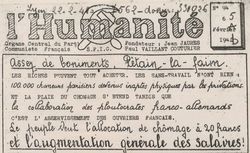 Accéder à la page "Humanité (L') (édition clandestine)"