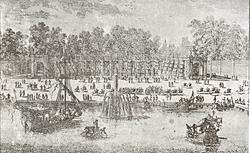 Les anciens jardins de Fontainebleau : les cascades et le grand canal au XVIIe siècle (d'après une gravure de l'époque)