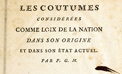 Accéder à la page "Les coutumes considérées comme loix de la nation dans son origine et dans son état actuel"