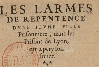 Les larmes de repentence d'une jeune fille prisonniere, 1606