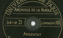 Enregistrements réalisés le 30 août 1913 au village d'Argentat (8 disques)