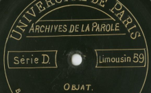 Enregistrements réalisés dans le village d'Objat le 27 août 1913 (8 disques)