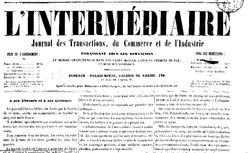 Accéder à la page "Intermédiaire (L'). Journal des transactions du commerce et de l'industrie"