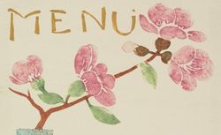 Prosper Alphonse Isaac. Menu [Vase et branche en fleurs] 