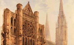 Cathédrale de Chartres. Vue du portail latéral nord : dessin, A. Guillaumot, 1841 