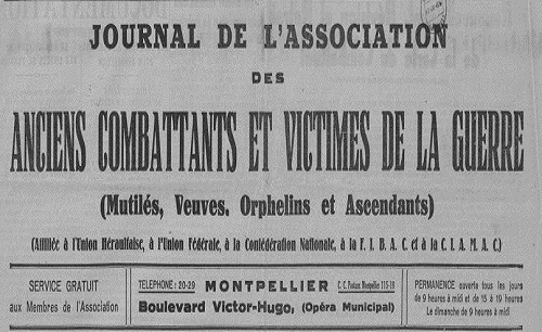 Accéder à la page "Journal de l'Association des anciens combattants et victimes de la guerre (Montpellier)"