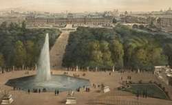 Paris, vue du jardin des Tuileries prise du grand Bassin : estampe / Champin