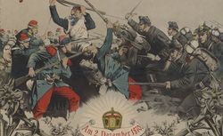 Panorama in Dresden, Pragerstrasse 41... Am 2. Dezember 1870. Die Sachsen vor Paris . Gemalt von Professor Eugen Bracht und Maler Georg Koch : [affiche]