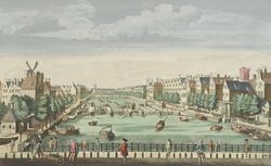 31e. Vue d'Optique représentant la Maison des Orphelins et le Pont de l'Amstel à Amsterdam : [estampe]