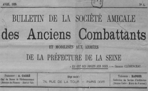 Accéder à la page "Bulletin de la Société amicale des anciens combattants et mobilisés aux armées de la préfecture de la Seine"