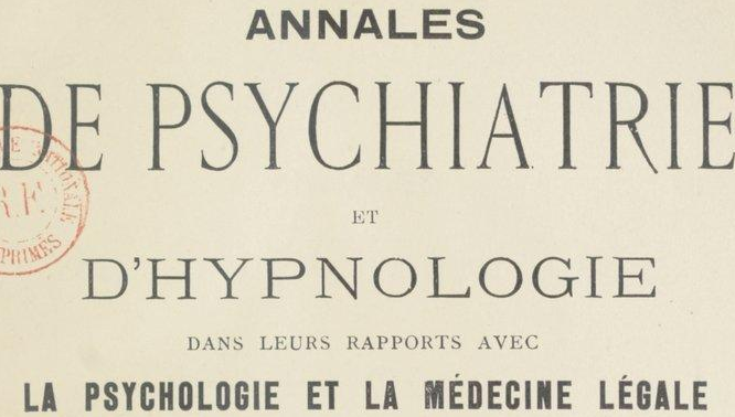 Accéder à la page "Annales de psychiatrie et d'hypnologie"