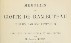 Accéder à la page "Rambuteau, comte de, Mémoires"