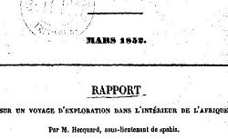 Accéder à la page "Rapport sur un voyage d'exploration dans l'intérieur de l'Afrique "