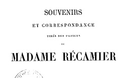 Accéder à la page "Récamier, Madame, Souvenirs"