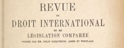 Accéder à la page "Revue de droit international et de législation comparée"