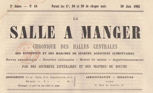 Accéder à la page "Salle à manger (La) : chronique de la table"