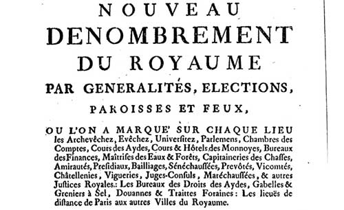 Nouveau dénombrement du royaume, 1735